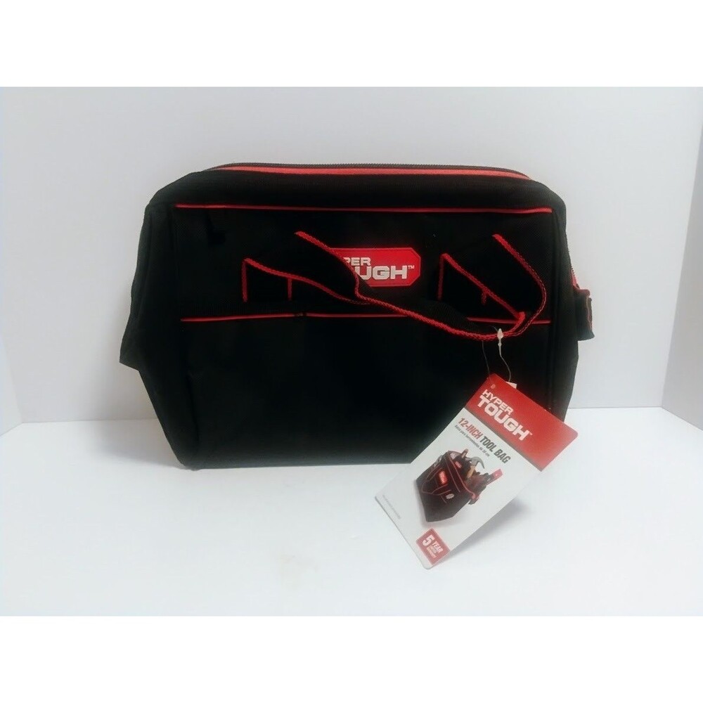 HYPER TOUGH 12” TOOL BAG W FULL ZIPPER & DUAL GRIP HANDLES NEW W TAGS